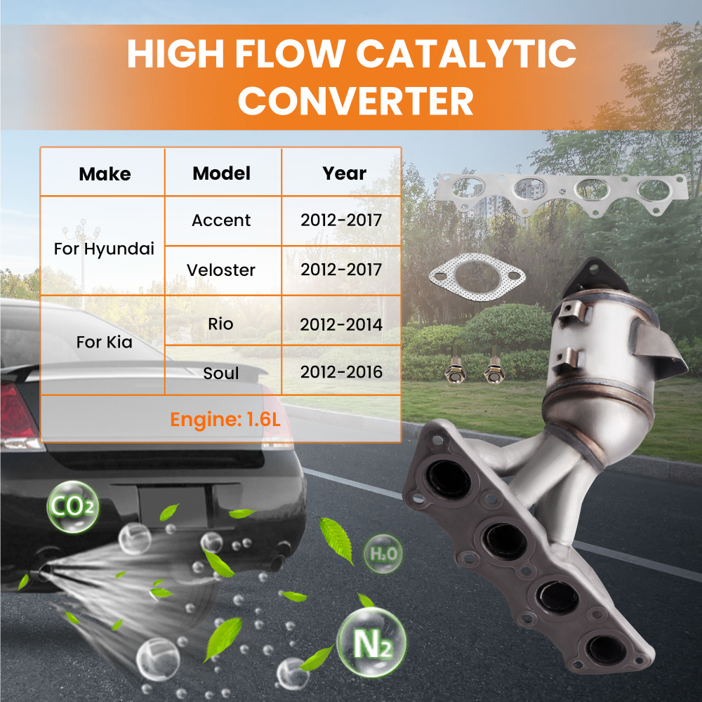 Exhaust Outlet ManifoldCatalytic Converter compatible for Hyundai Accent 1.6L 2012-2017