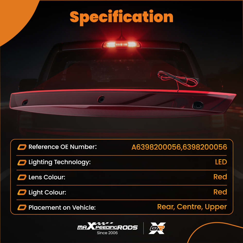 LED High Mount Stop 3rd Third Rear Brake Light compatible for Mercedes Benz Vito Viano W639