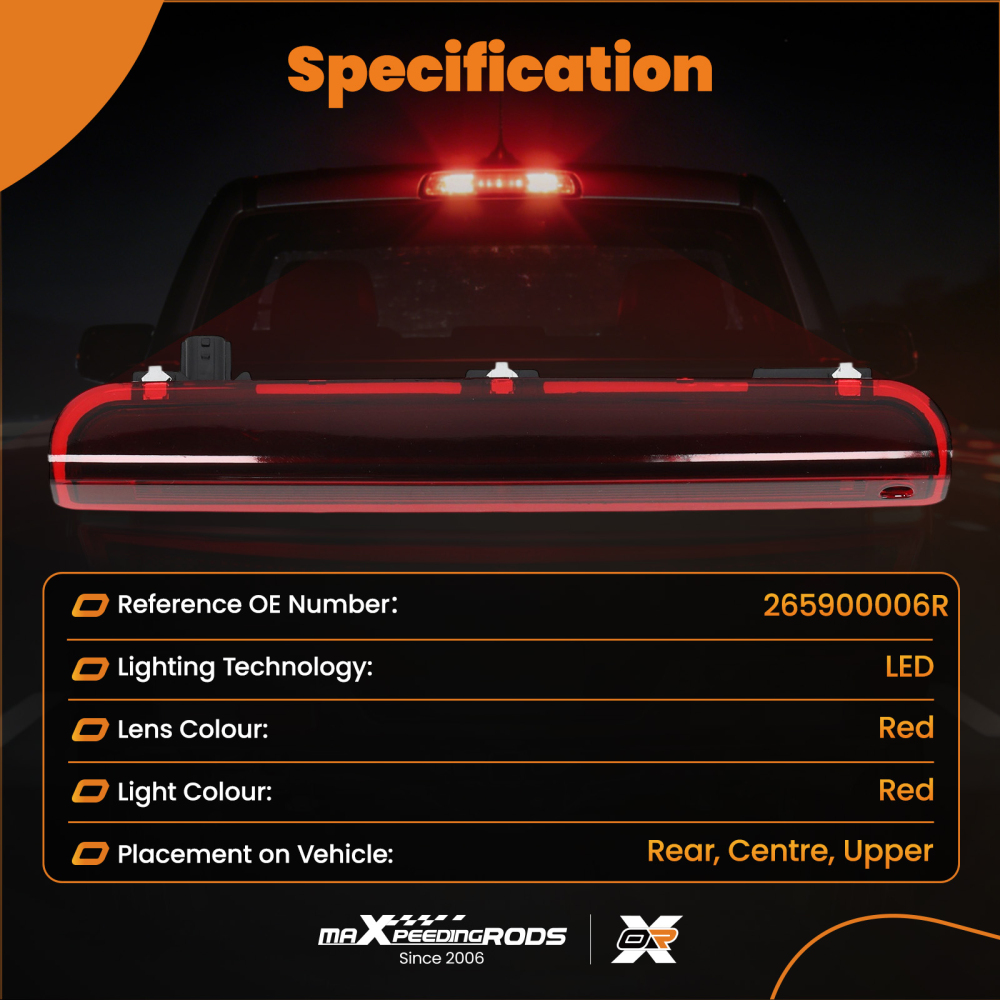 LED Rear High Level Brake Stop Light compatible for Renault Megane 3 2008-2016 265900006R