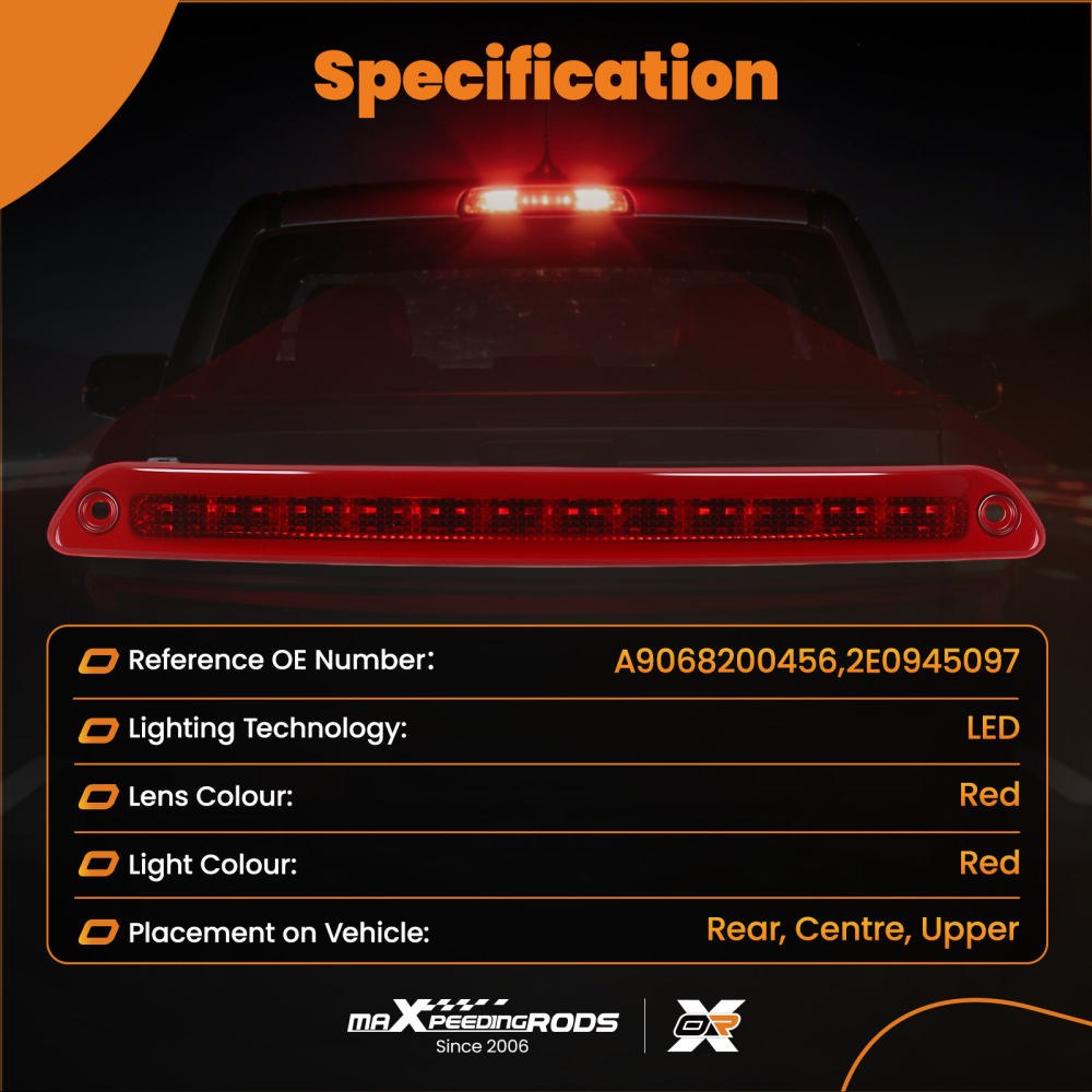 Rear High Mount Third 3rd Brake Light LED Lamp compatible for Mercedes Sprinter 2006-2017