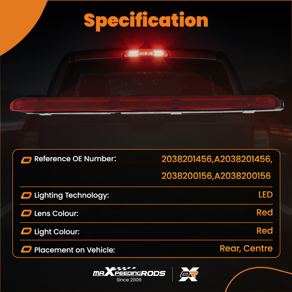 Red LED Rear High Level Third Brake Light compatible for Mercedes Benz C Class W203 01-07