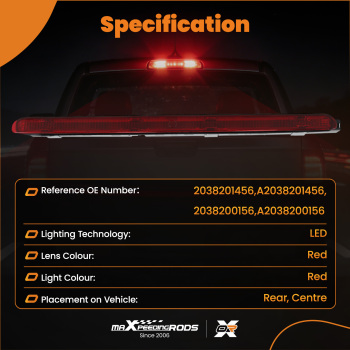 Red LED Rear High Level Third Brake Light compatible for Mercedes Benz C Class W203 01-07