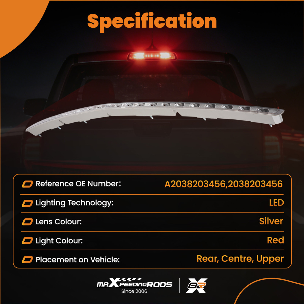 Rear 3rd LED Additional Brake Light A2038203456 compatible for Mercedes-Benz CLC 2001-2011