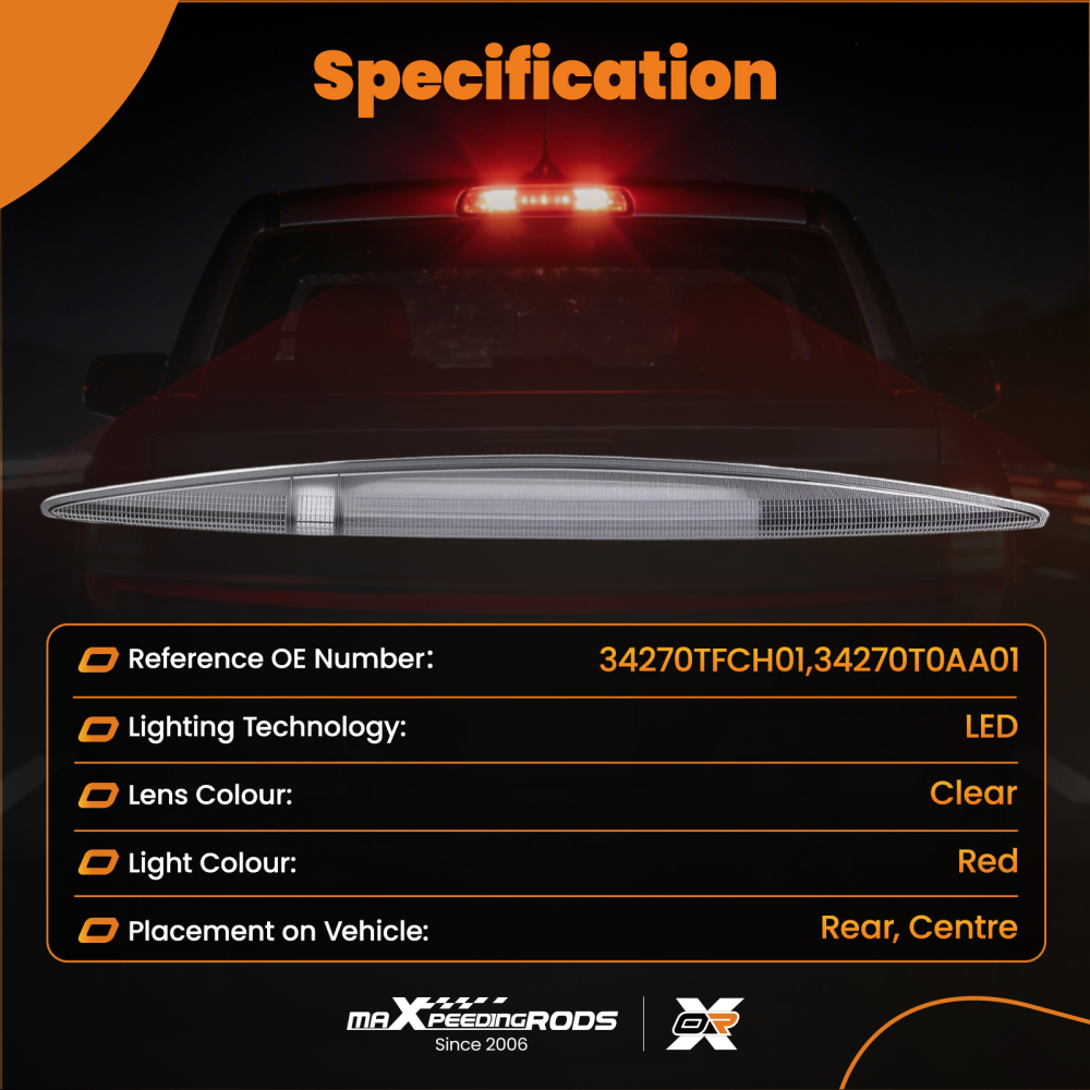 High Level Third Brake Stop Light Tail Lamp compatible for Honda CR-V CRV 12-16 34270TFCH01