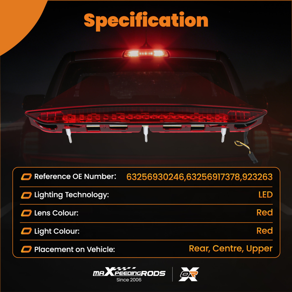 Centre Brake Light Stop Lamp compatible for BMW Z4 E85 2002-2008 Red LED 63256930246 923263