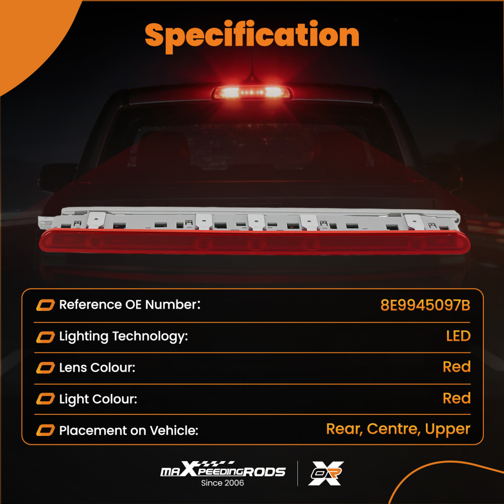 High Level Third LED Brake Stop Light Lamp compatible for Audi A4 B7 8E Avant 2005-2008 Red