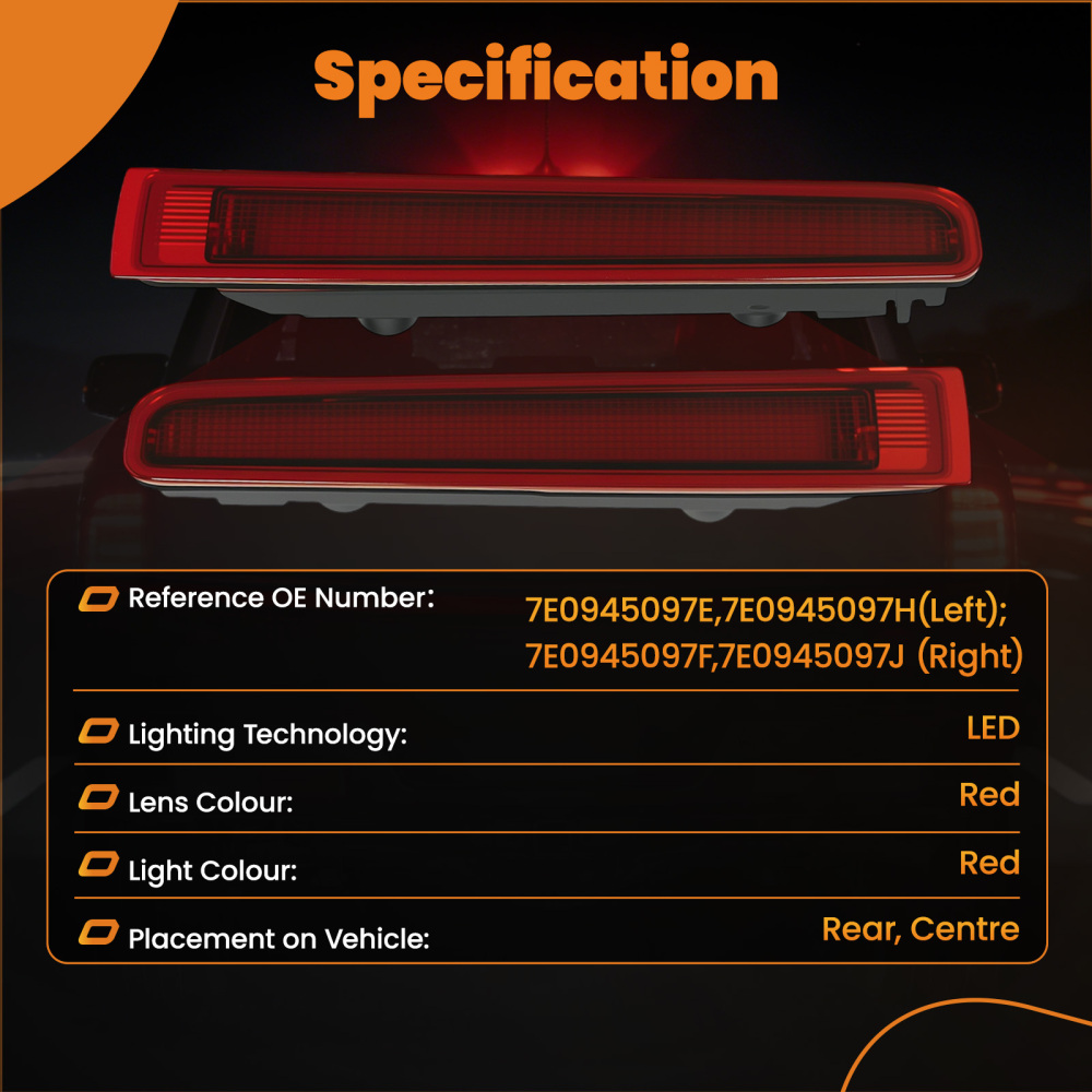 2PCS Third High Level Rear Brake Light compatible for Volkswagen VW Transporter T5 T6 03-up