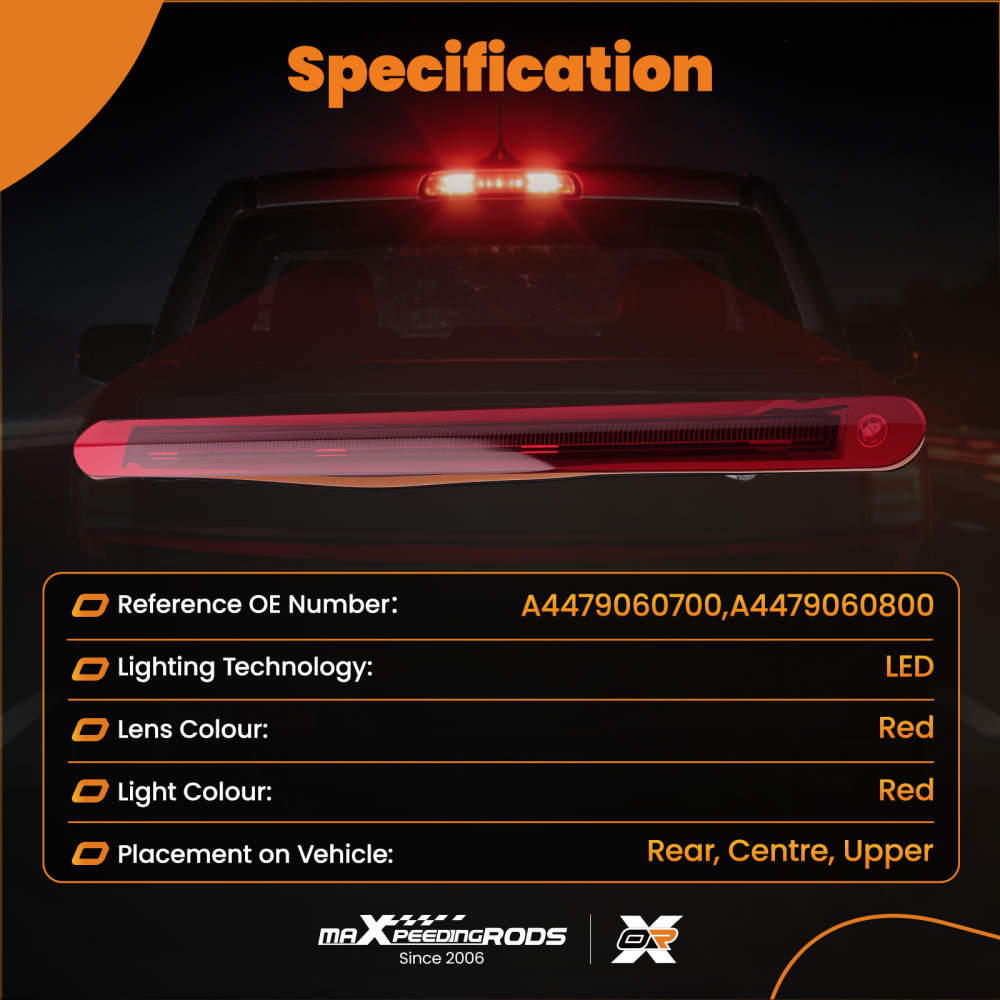 LED High Mount 3rd Third Brake Stop Light Lamp compatible for Mercedes Vito W447 2014-2020
