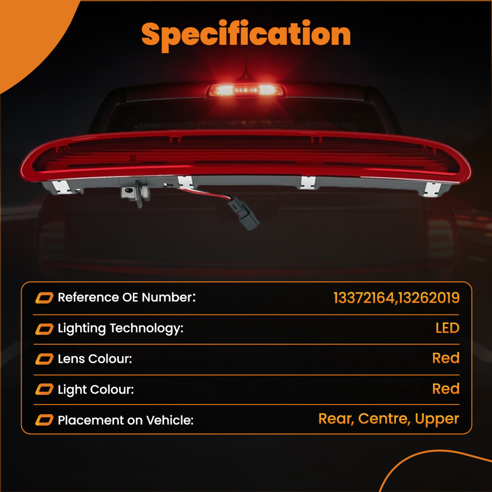 Rear High Level 3rd Brake Stop Light compatible for Vauxhall Astra J compatible for Opel 09-16 13372164