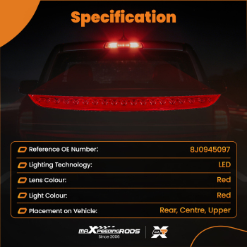 Rear LED Third 3RD Brake Light Stop Lamp compatible for Audi MK2 TT 2007-2014 8J0945097