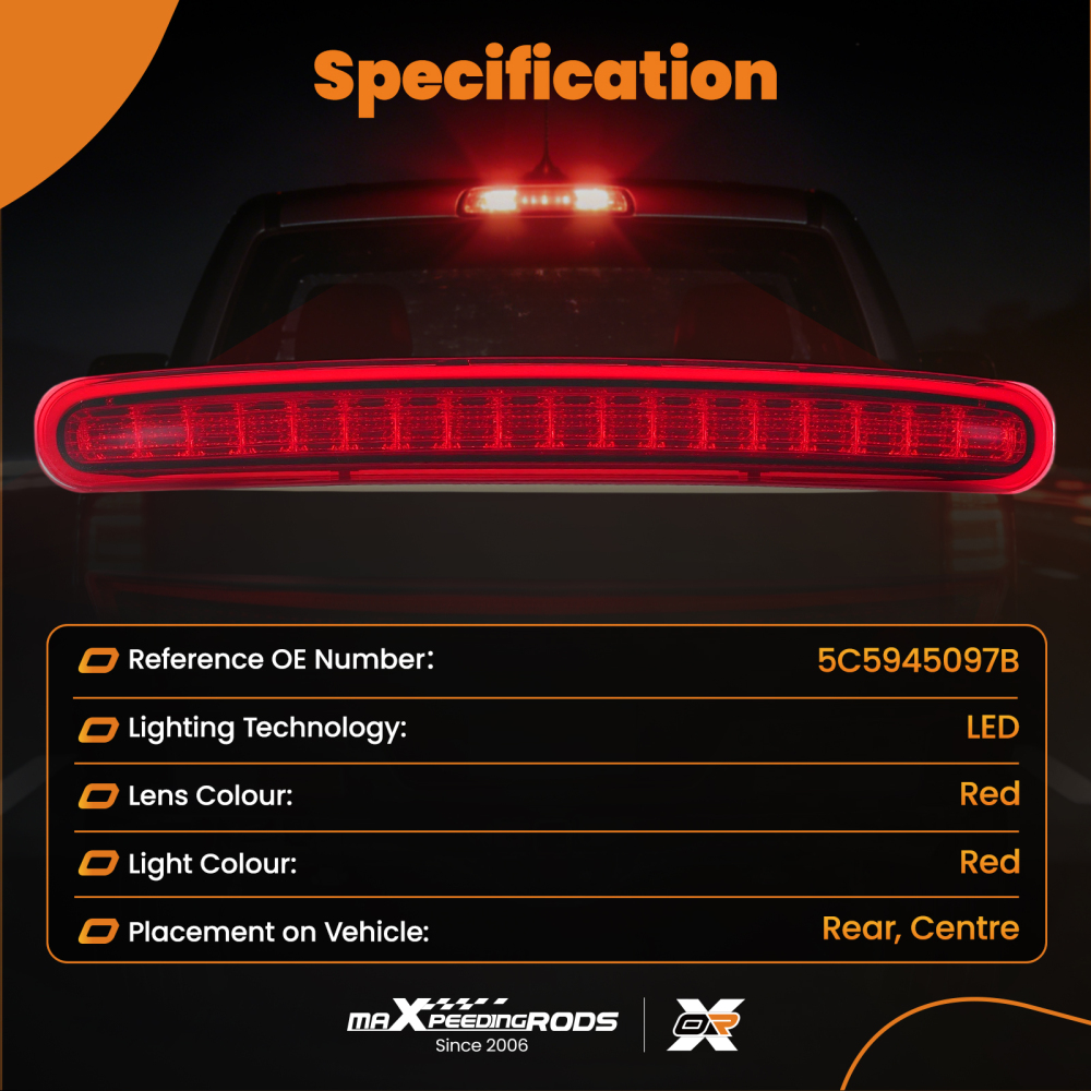 1x LED Rear High Level Third Stop Brake Light 5C5945097B compatible for VW Beetle 2012-2019