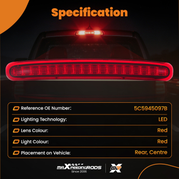 1x LED Rear High Level Third Stop Brake Light 5C5945097B compatible for VW Beetle 2012-2019