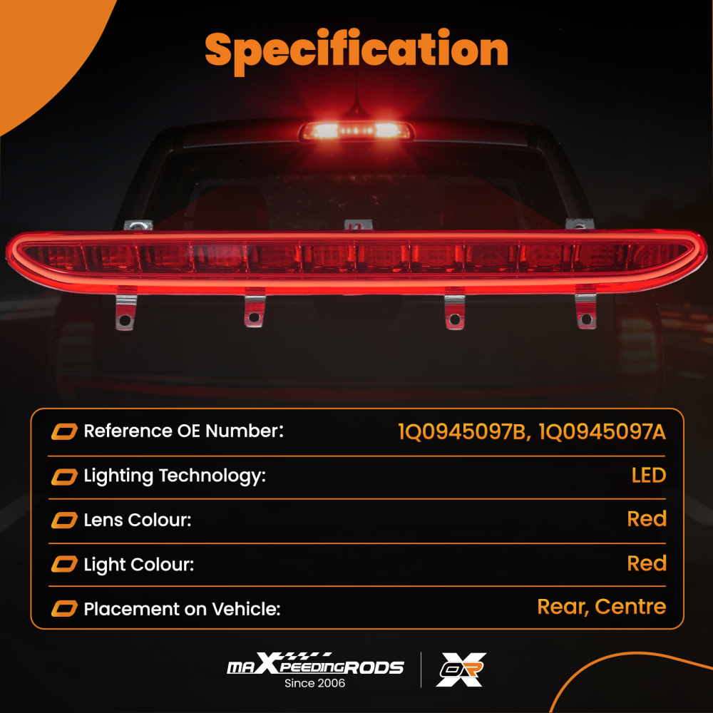 LED Red High Level Rear Third Brake Stop Light 1Q0945097A compatible for VW EOS 2006-2016