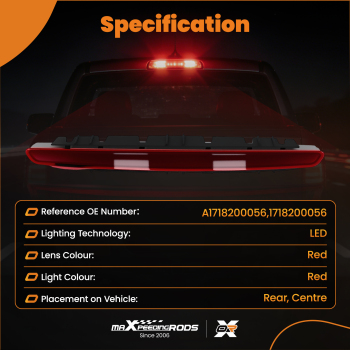 Rear LED 3rd Additional Brake Light Red 1718200056 compatible for Mercedes SLK R171 04-11