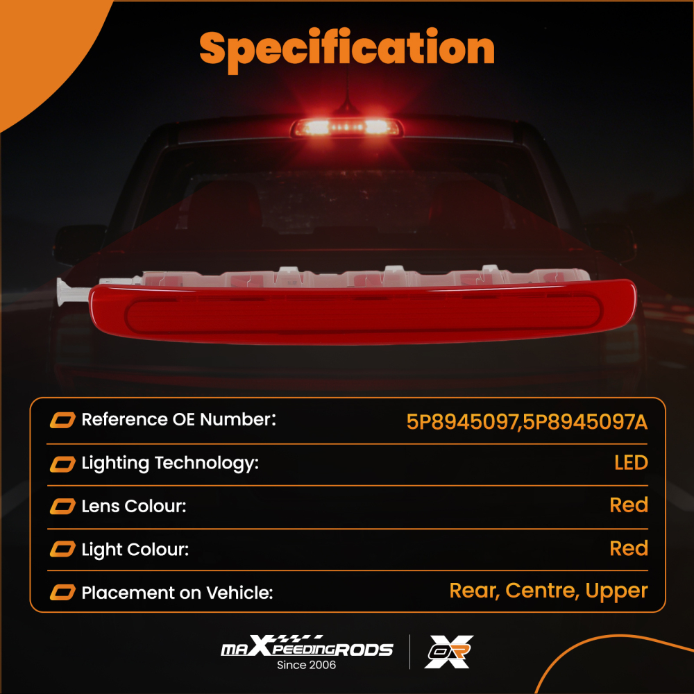 Centre High Level Brake Stop Lamp compatible for Seat Altea XL 2007-2015 5P8945097A LED Red