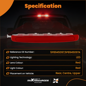 Centre High Level Brake Stop Lamp compatible for Seat Altea XL 2007-2015 5P8945097A LED Red