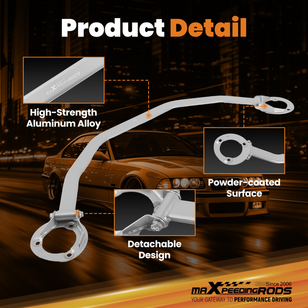 Front Upper Strut Bar Tower Brace Support Kit compatible for BMW 3 Series E36 1992-1998
