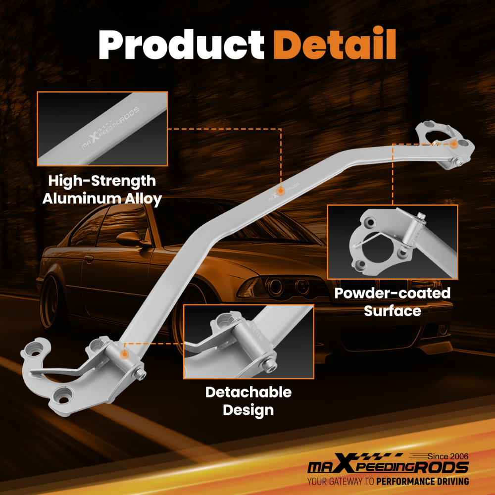 Front Upper Strut Bar Engine Suspension Tower Brace compatible for BMW E46 3 Series 98-05