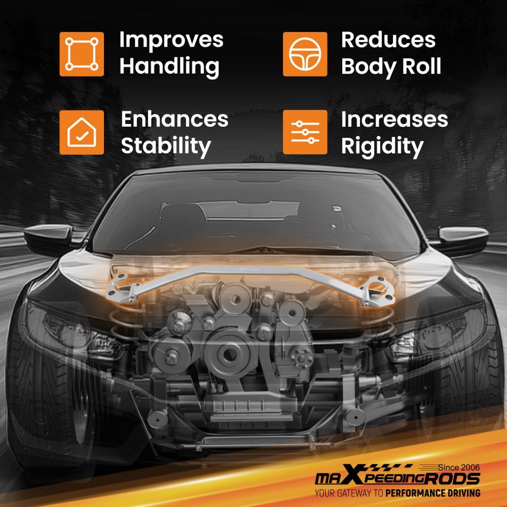 Front Upper Strut Bar Engine Suspension Tower Brace compatible for BMW E46 3 Series 98-05