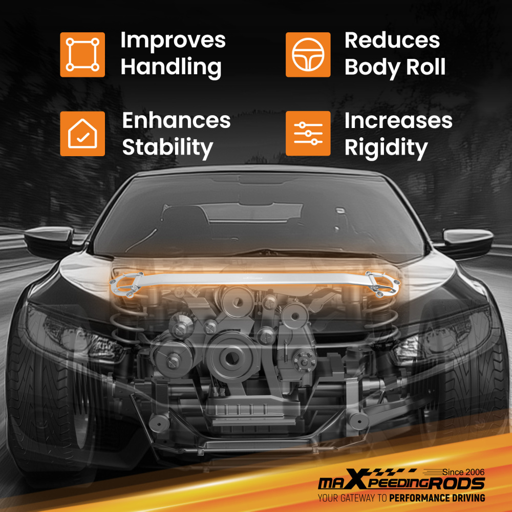 Front Upper Strut Tower Bar Engine Brace compatible for Toyota Camry Sedan 4-Door 2018-2024