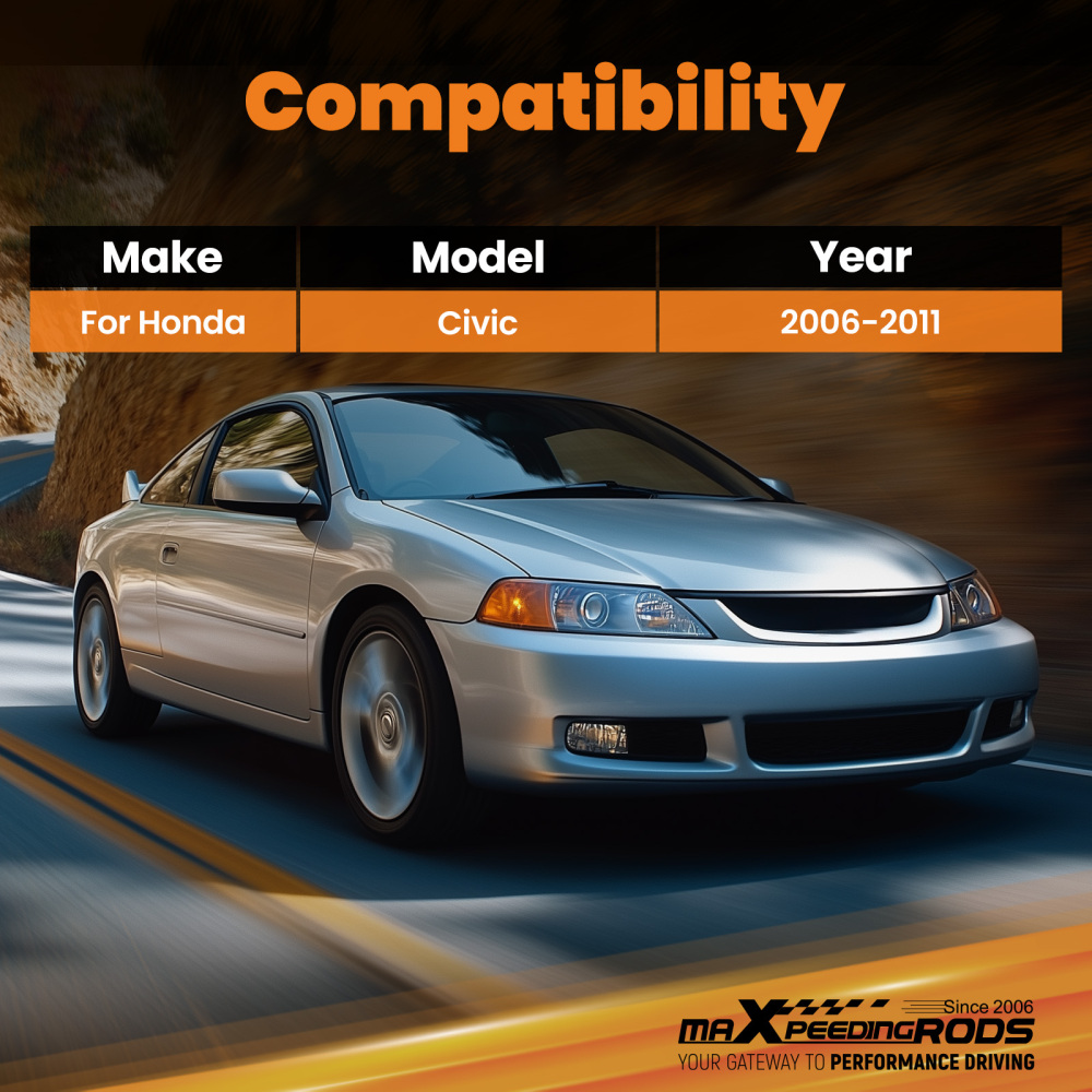 Rear Strut Bar Crossbars Trunk Shock Tower Brace compatible for Honda Civic 2006 2007-2011