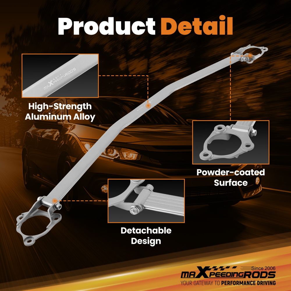 Adjustable Front Upper Strut Tower Bar Brace Support compatible for Honda Civic 2006-2011