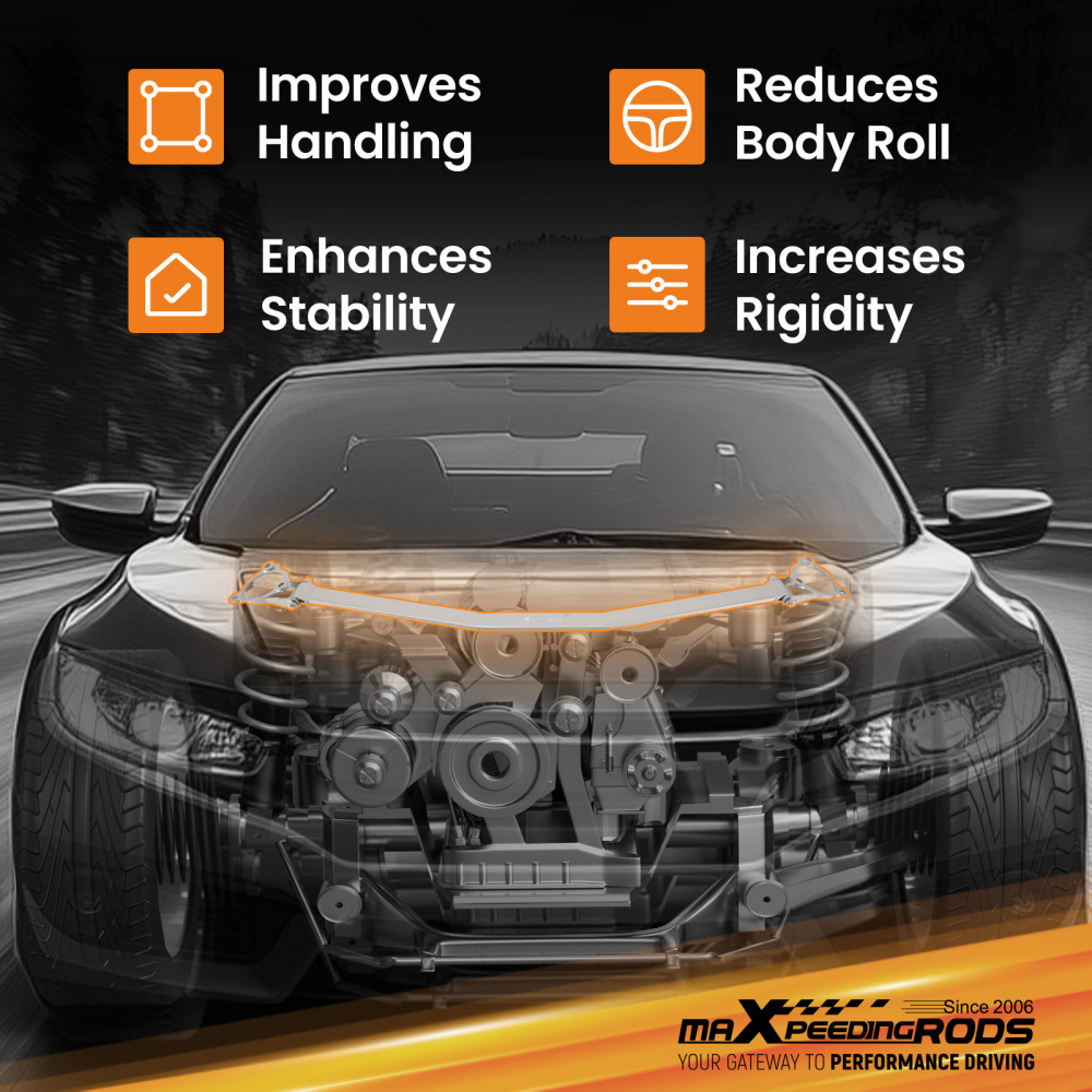 Front Upper Suspension Strut Tower Bar Brace compatible for Honda Civic 2/4Door 2012-2015