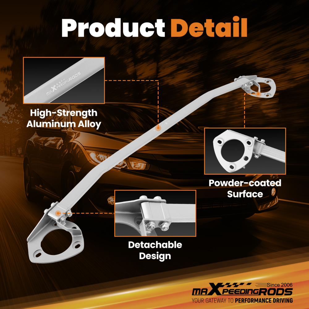Aluminum Front Upper Suspension Strut Bar Tower Brace compatible for Honda Civic 2016-2020