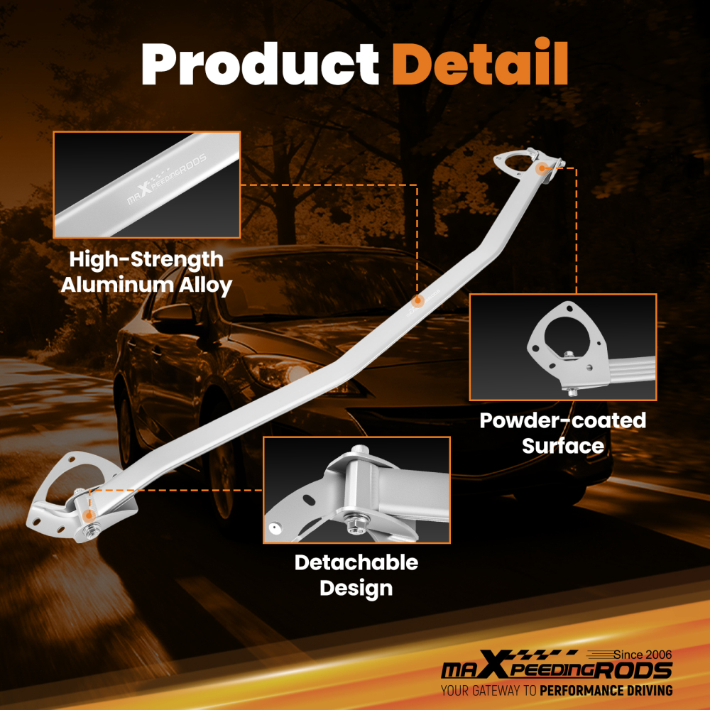 2 Points Front Upper Strut Bar Tower Brace compatible for Mazda 3 BL 2010 2011 2012 2013