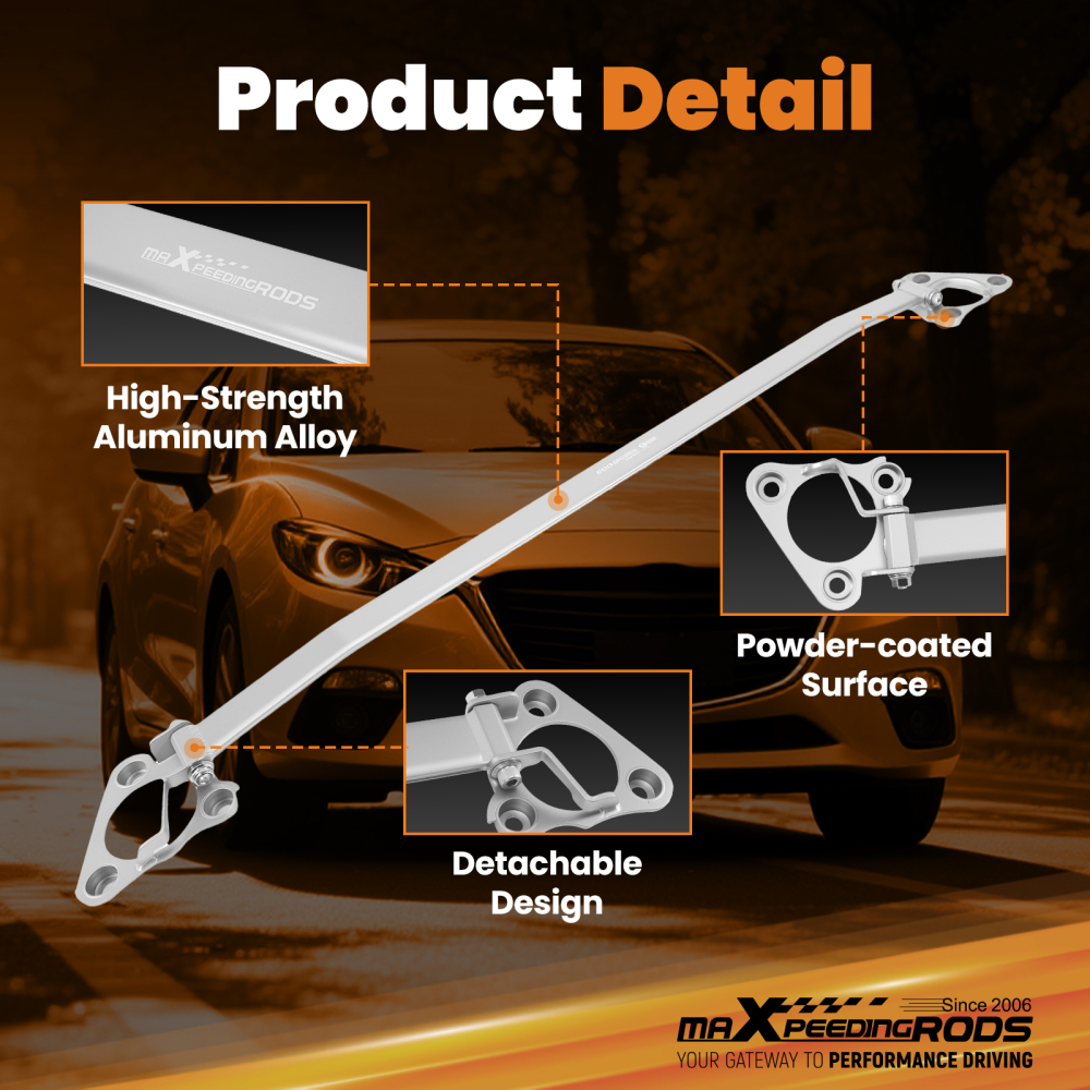 1pc Front Upper Strut Bar Tower Brace Support compatible for Mazda 3 BM BN 2014-2018