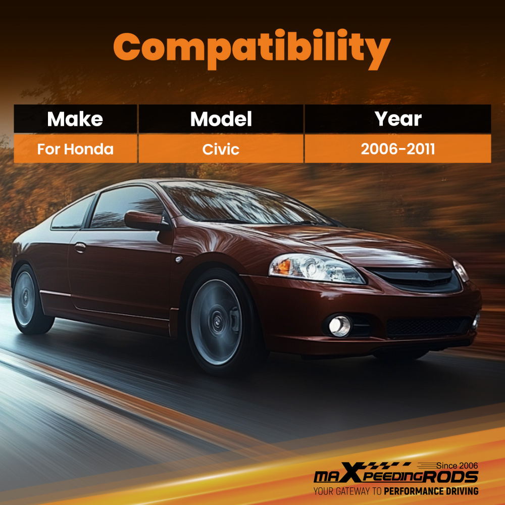 Aluminum Front Lower Brace compatible for Honda Civic 2 Door4 Door All Trims 2006-2011