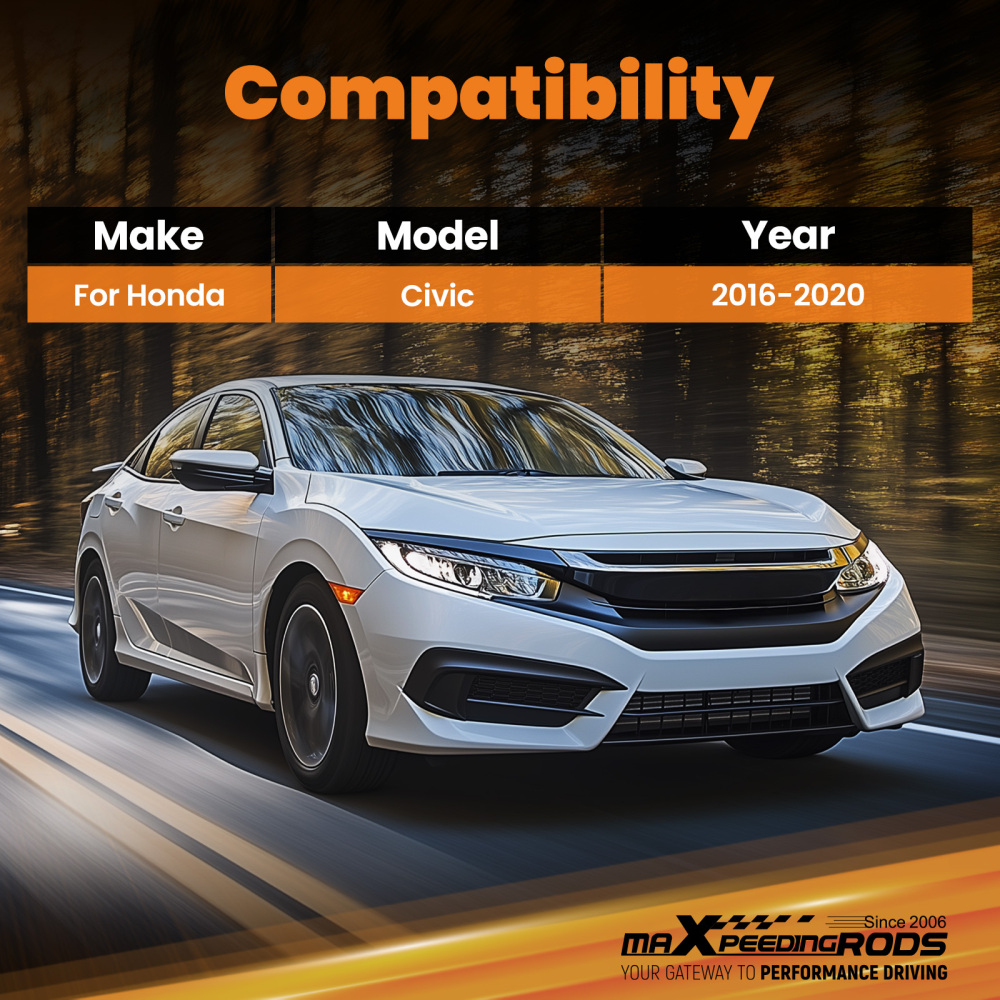 Front Power Member Reinforcement Brace Plate compatible for Honda Civic 10th-Gen 2016-2020