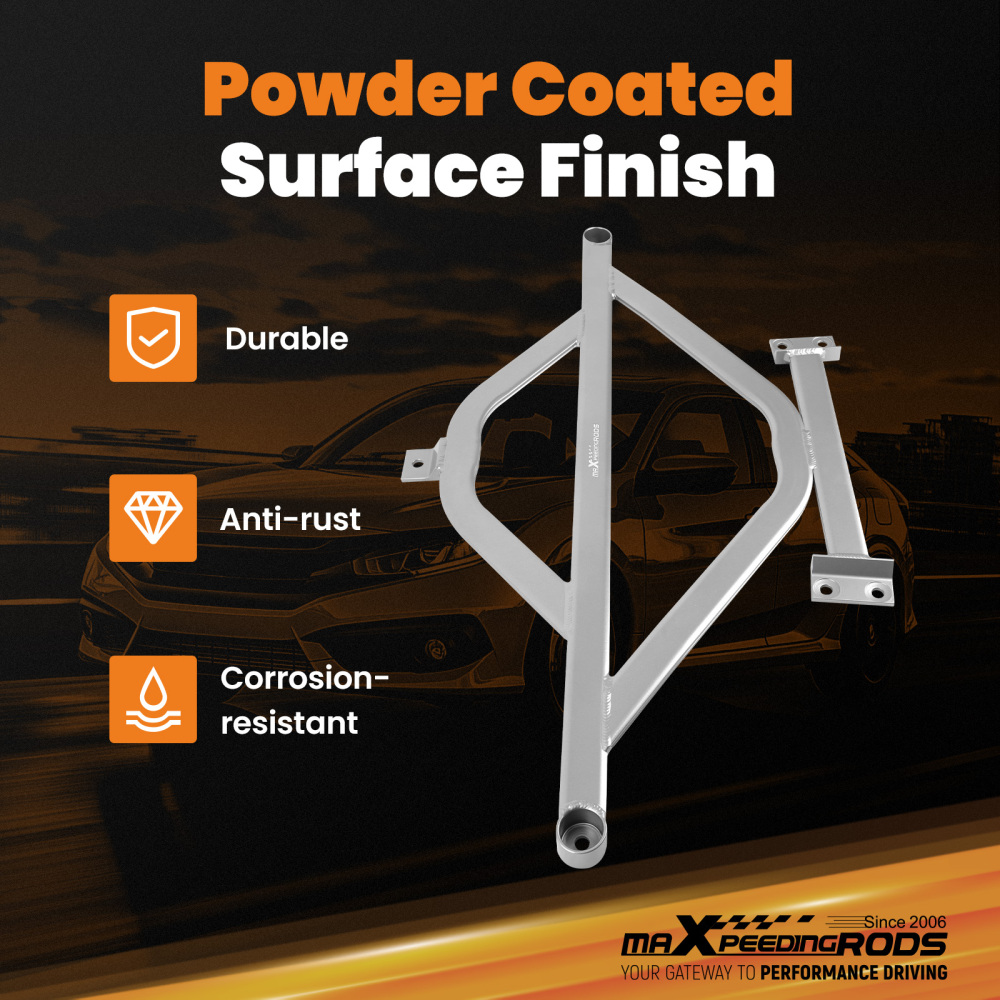 Front Power Member Reinforcement Brace Plate compatible for Honda Civic 10th-Gen 2016-2020