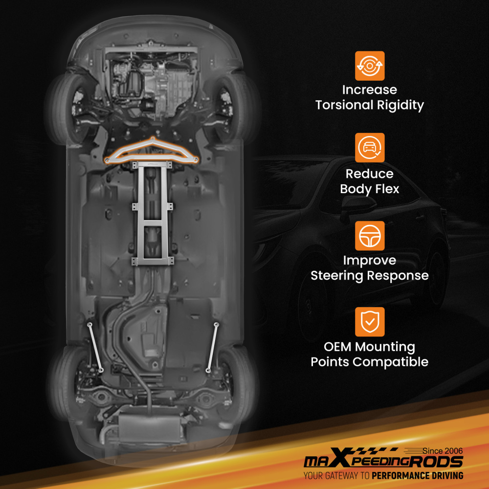 Front Lower Chassis Brace / Bracket compatible for Toyota Corolla Levin compatible for C-HR 2018-2024