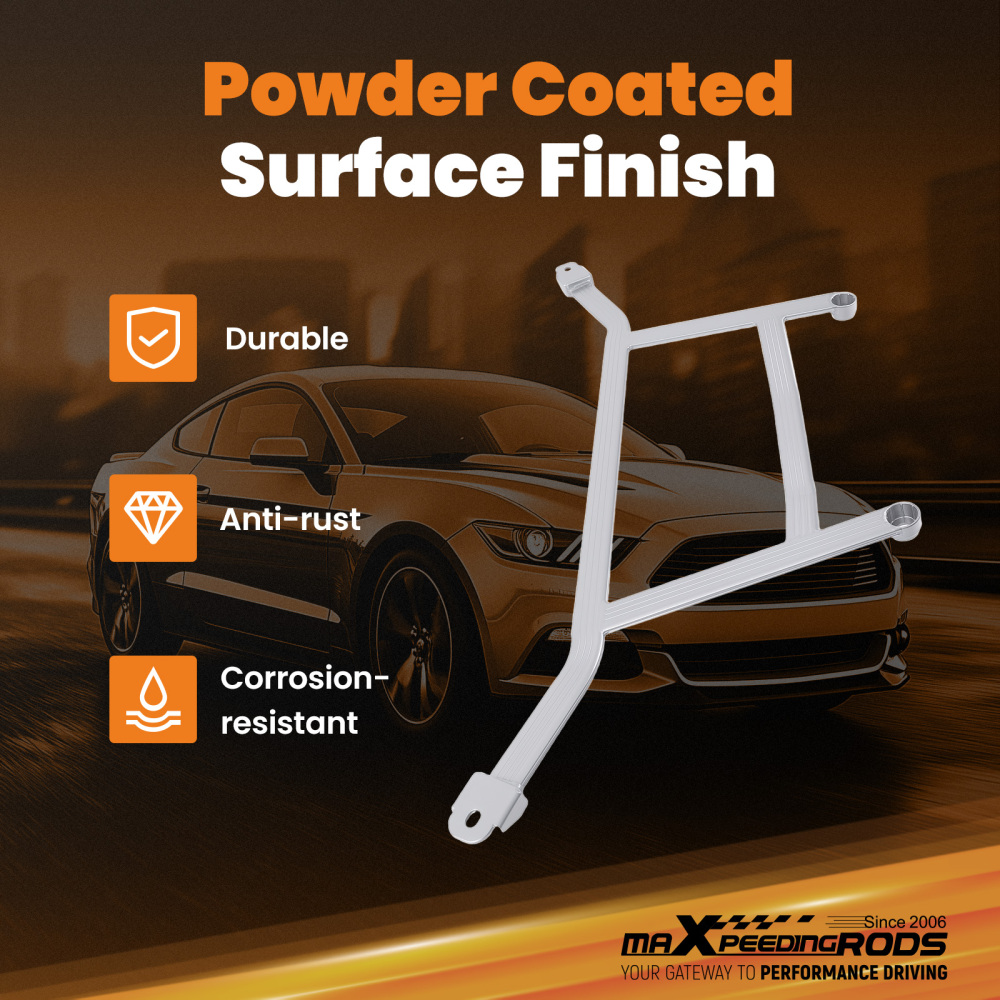 Front Middle Lower H-brace Bar compatible for Ford Mustang L4 2.3TV8 5.0L 2015-2023