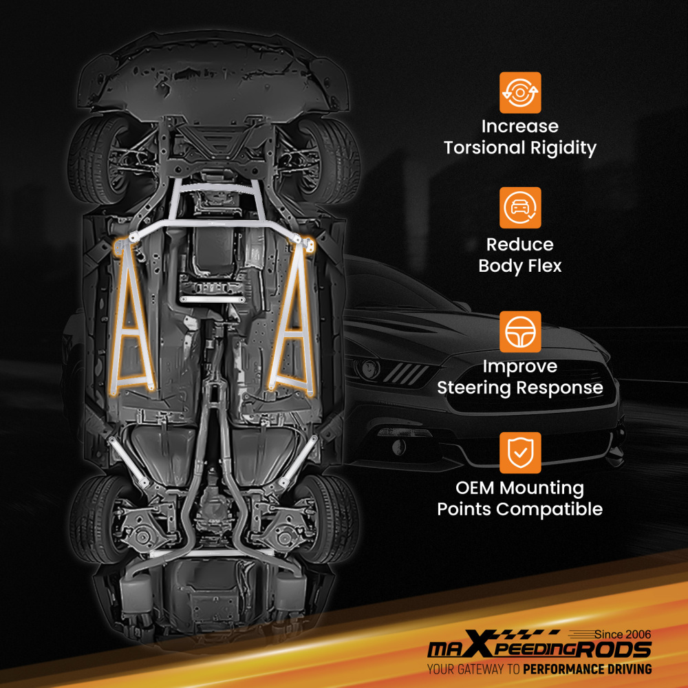 2pc Middle Lower LeftRight Brace ForFord compatible for Mustang L4 2.3TV8 5.0L 15-23