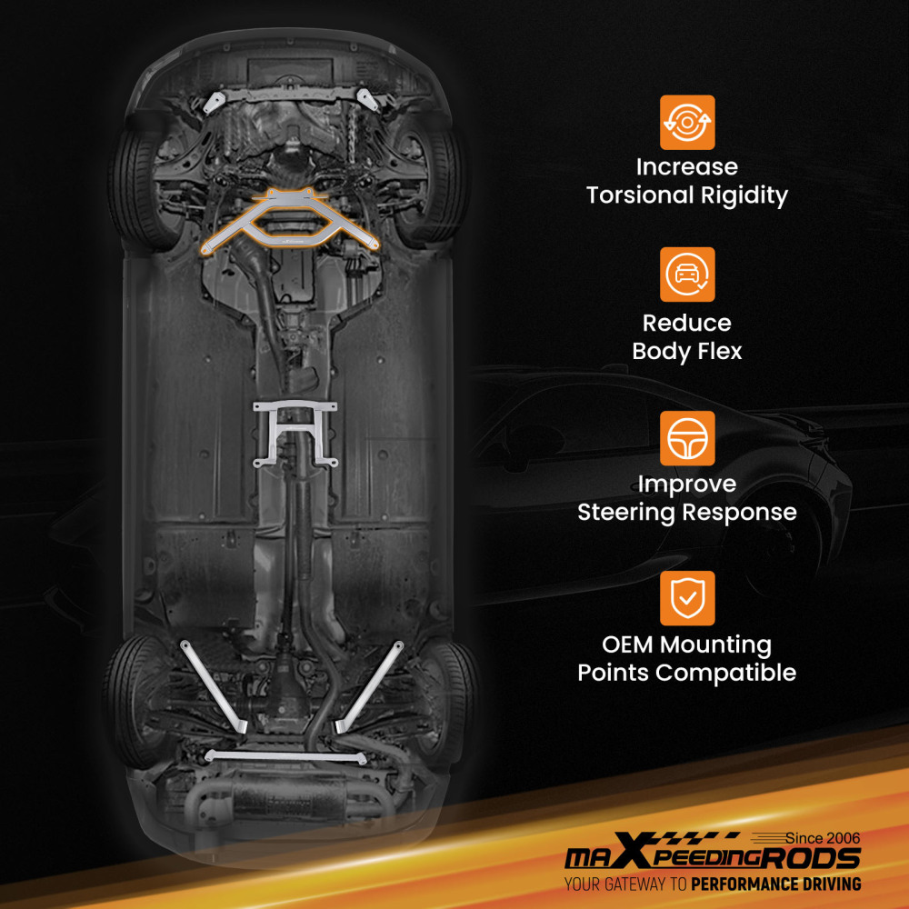 Front Lower Bar Member Brace Bracket compatible for Toyota 86 17-19 compatible for Subaru BRZ 13-23