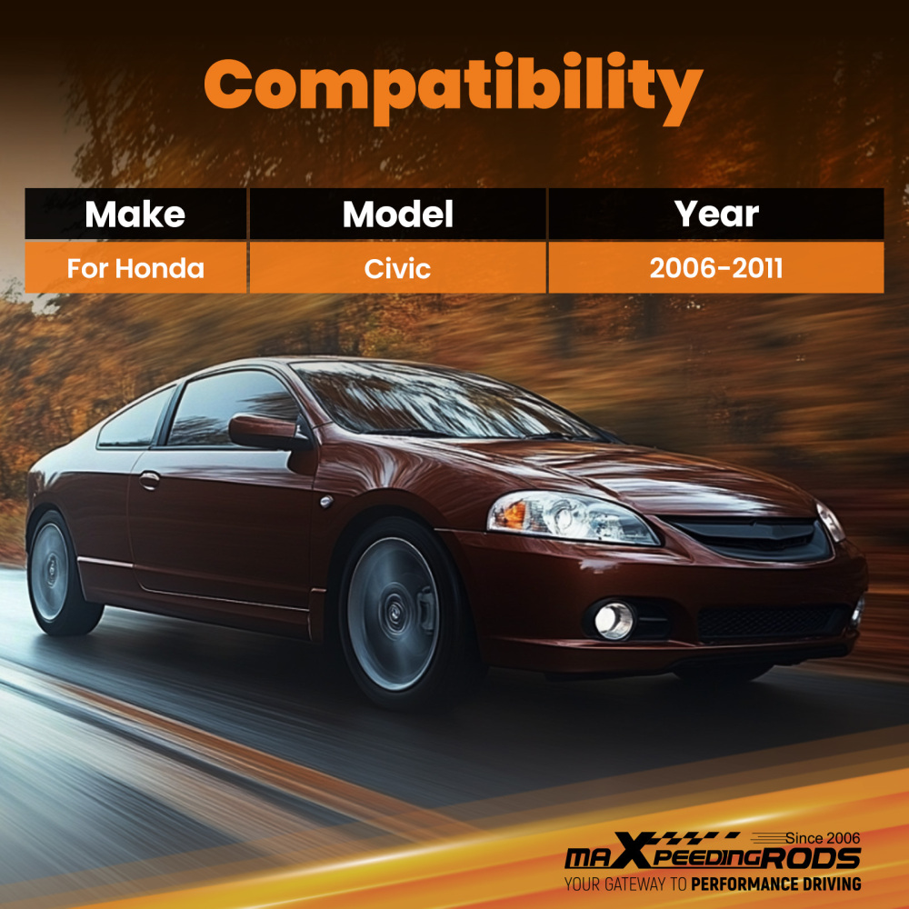 2pcs Rear Lower Strut Bar Brace Kit compatible for Honda Civic 2 Door4 Door 2006-2011