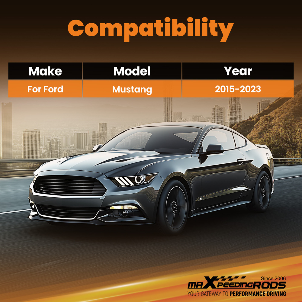 2Pieces Rear Lower LeftRight Bar compatible for Ford Mustang L4 2.3T / V8 5.0L 2015-2023