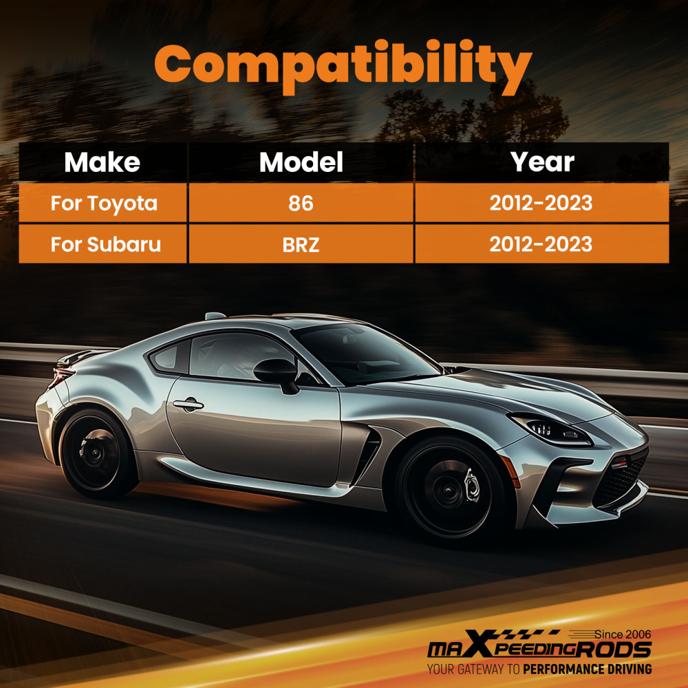 2-Point Front Lower Bar Brace compatible for Subaru BRZ 2013-2023 compatible for Toyota 86 2017-2019 LH RH