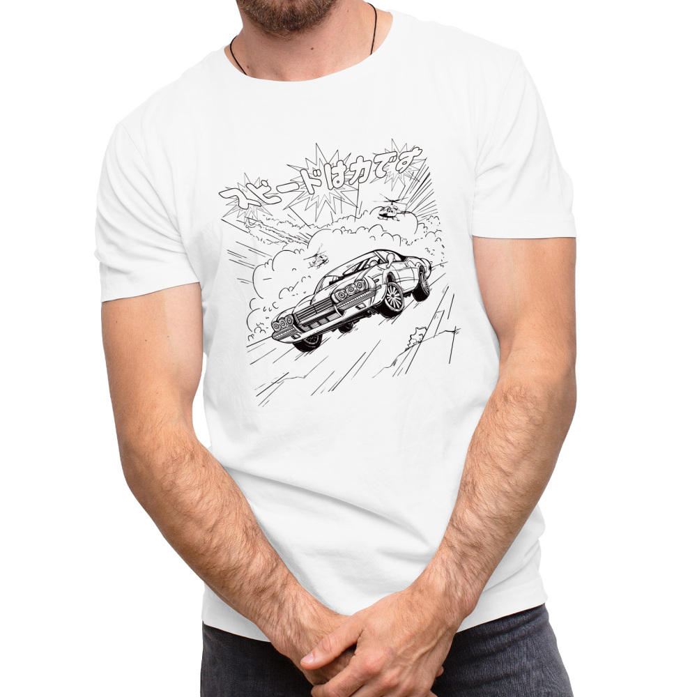 Vintage CarPalm Trees Graphic T-Shirt for Car Culture Enthusiasts Breathable