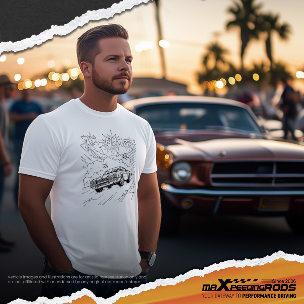 Vintage CarPalm Trees Graphic T-Shirt for Car Culture Enthusiasts Breathable