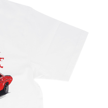 Funny Racing Car Graphic T-Shirt for Vintage USA Flag Muscle Car Classic Design, Size M