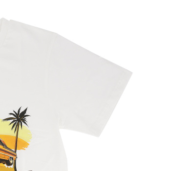 Beach Scene Lowrider Jumping Car Art Men's T-Shirt Breathable Oversized Streetwear Top, Size S