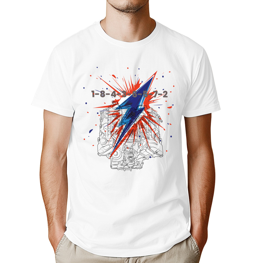 V8 Engine Graphic T-Shirt For Car EnthusiastsGearheads V8 Engine Cool T-Shirt