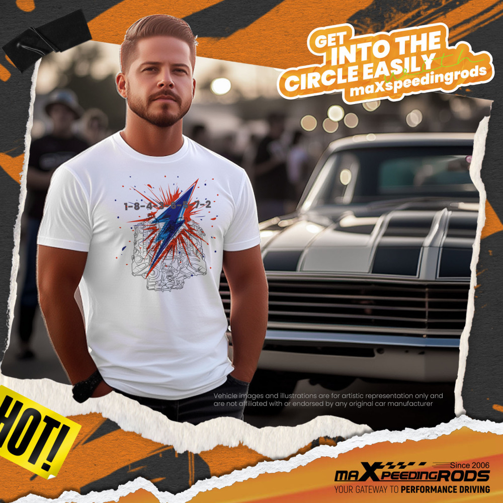 V8 Engine Graphic T-Shirt For Car EnthusiastsGearheads V8 Engine Cool T-Shirt