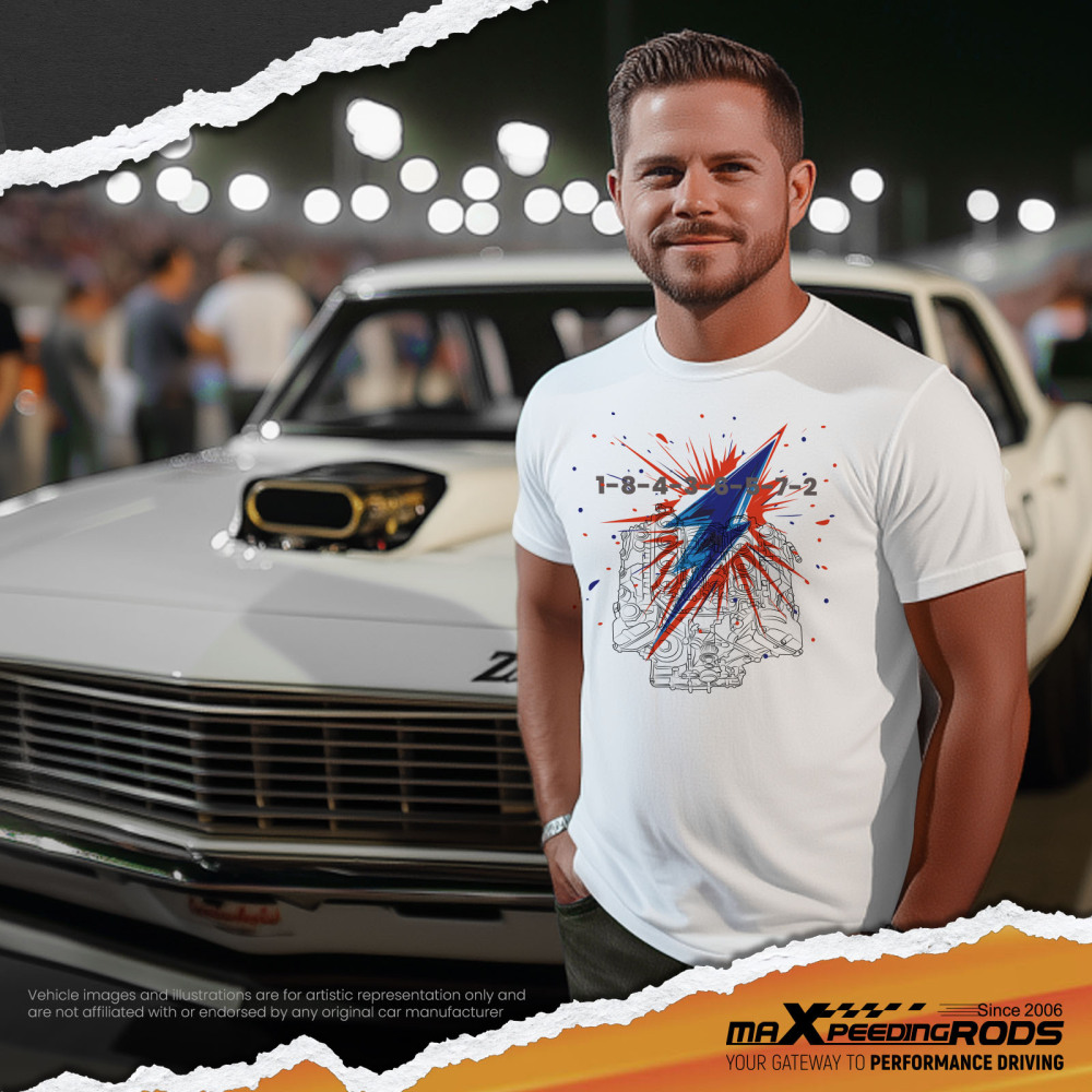 V8 Engine Graphic T-Shirt For Car EnthusiastsGearheads V8 Engine Cool T-Shirt