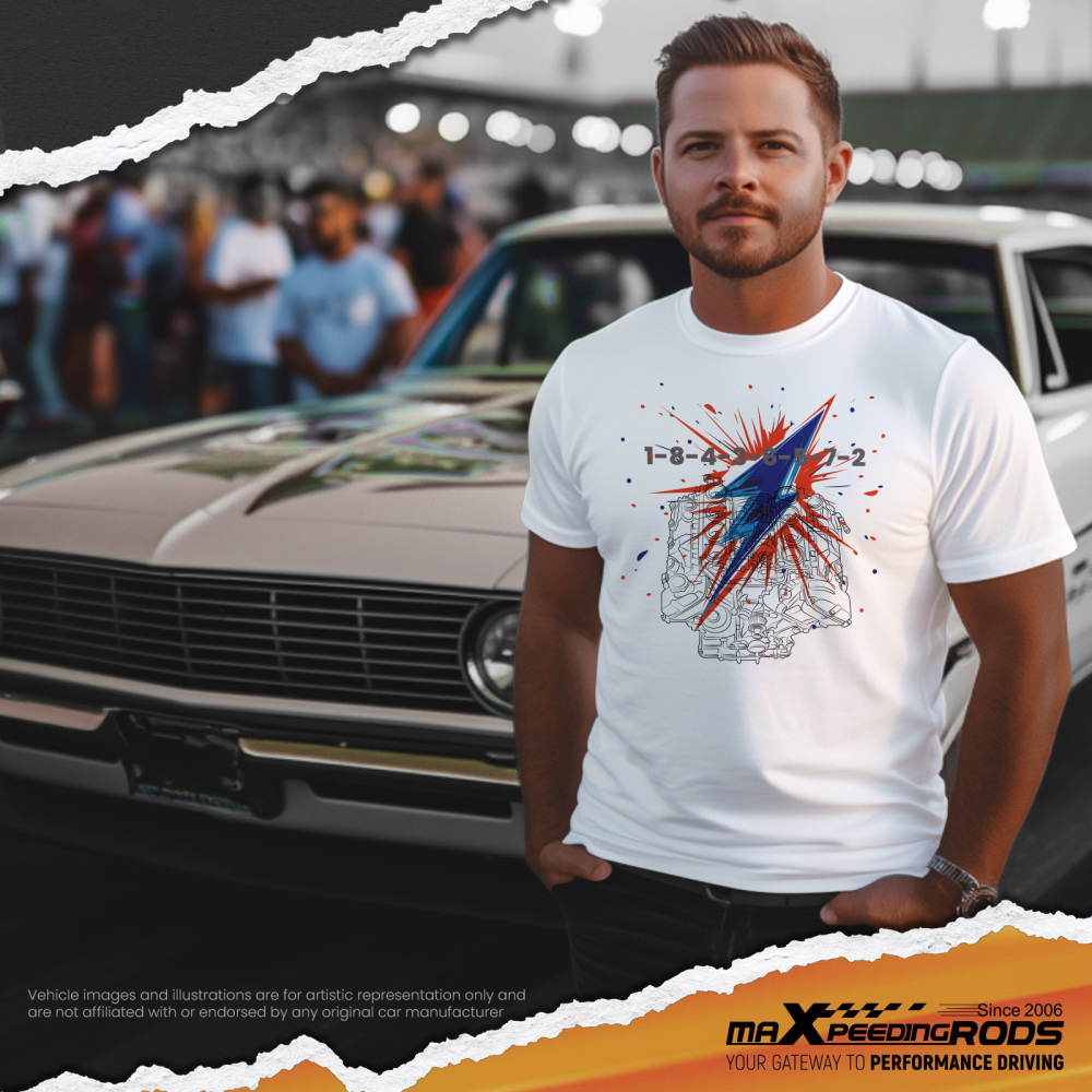 V8 Engine Graphic T-Shirt For Car EnthusiastsGearheads V8 Engine Cool T-Shirt