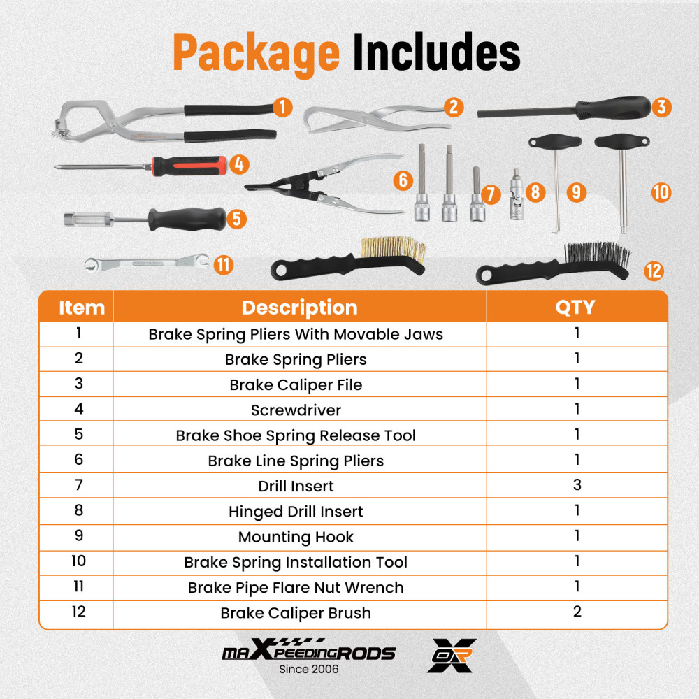 15pc Brake Drum Disc Brake Installing Removing Cleaning Brush ToolUniversal