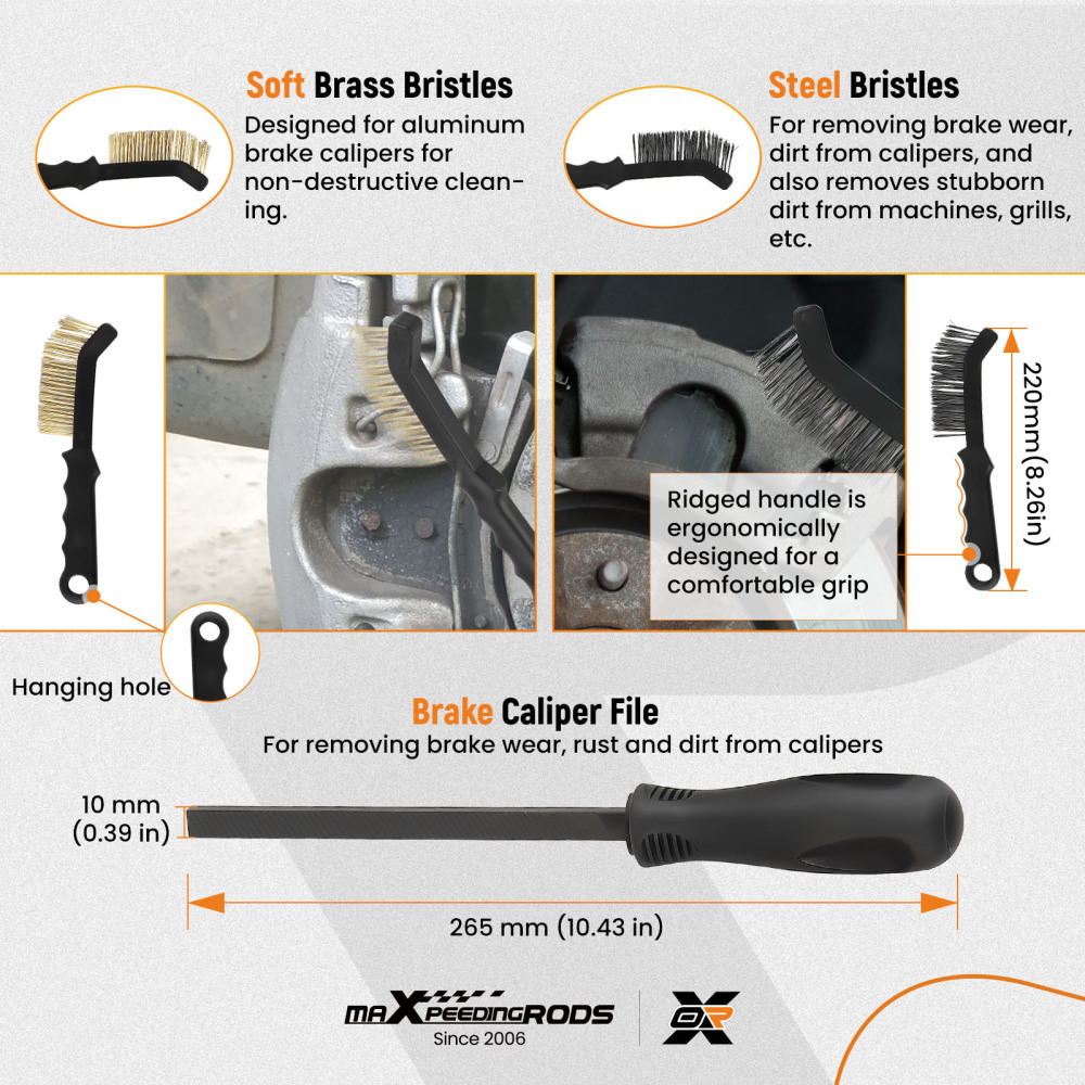 15pc Brake Drum Disc Brake Installing Removing Cleaning Brush ToolUniversal